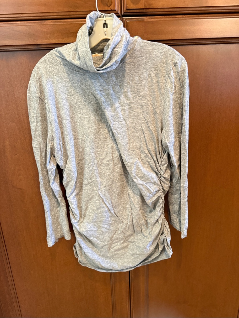 MICHAEL Michael Kors Heather Gray Ruched Turtleneck Long Sleeve Top